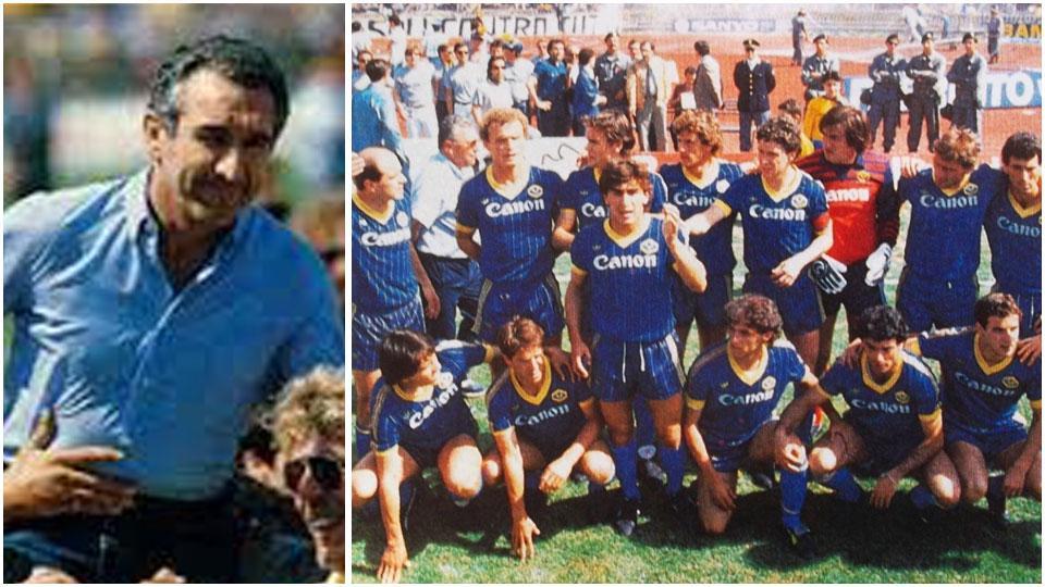 Osvaldo Bagnoli portato in trionfo dai tifosi dopo la conquista dello scudetto