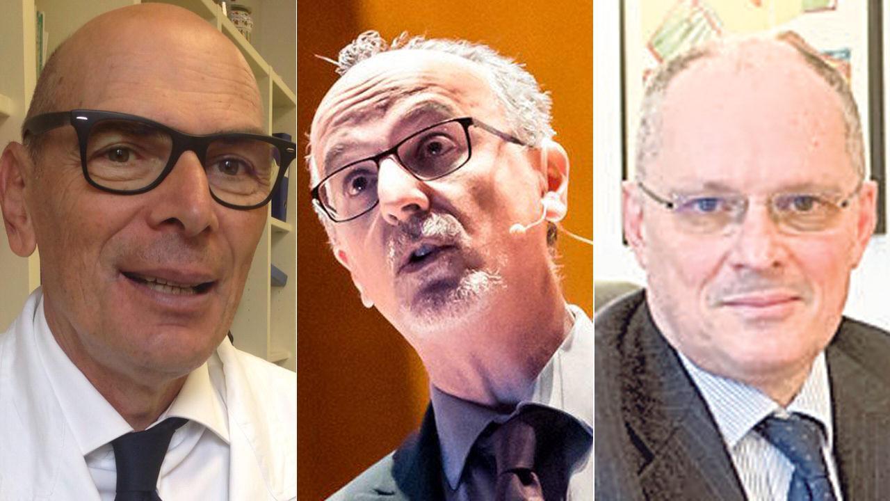 Da sinistra il professor Francesco Menichetti, l'epidemiologo Pier Luigi Lopalco e Walter Ricciardi, consulente del ministero della Salute e membro dell’Oms