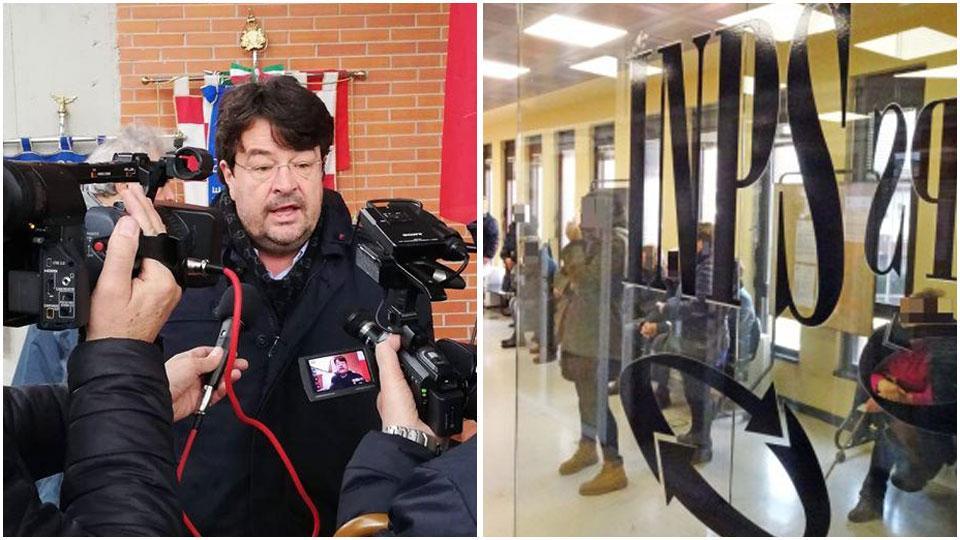 Daniele Gioffredi (foto pagina Facebook Cgil Pistoia), la sede dell’Inps a Pistoia, in viale Adua