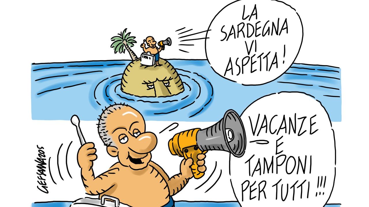 La vignetta di Gef - Tamponi per tutti: Sardegna Covid Free