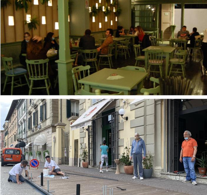 Il pub festeggia la riapertura Tornano i tavoli esterni in centro