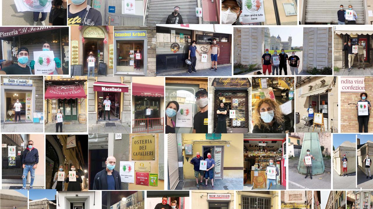 Un collage di sostenitori dell’associazione Orgoglio Partite Iva di Pisa