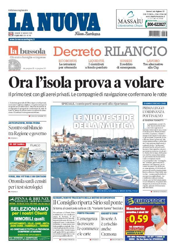 La Nuova Sardegna - Prima Pagina - 22 maggio 2020