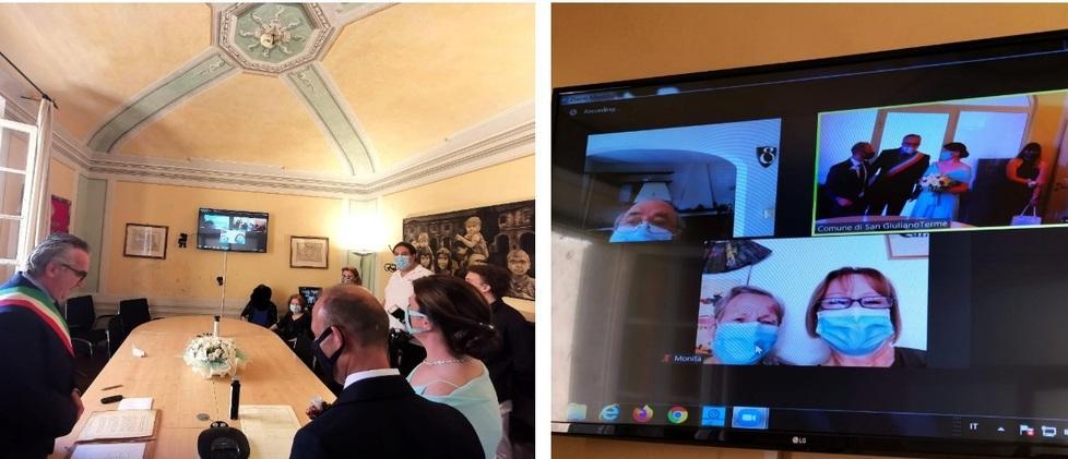 Daniele e Federica uniti in matrimonio in diretta streaming con genitori e nonni