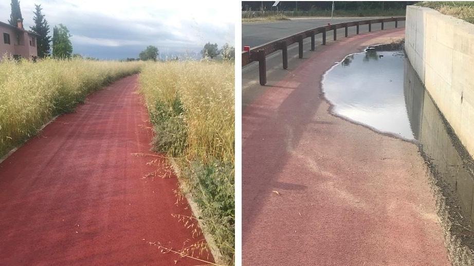 Nuova ciclabile, erbacce e pozze