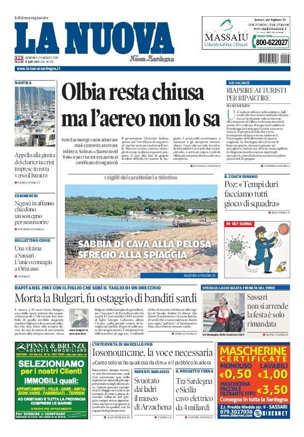 La Nuova Sardegna - Prima Pagina - 24 maggio 2020