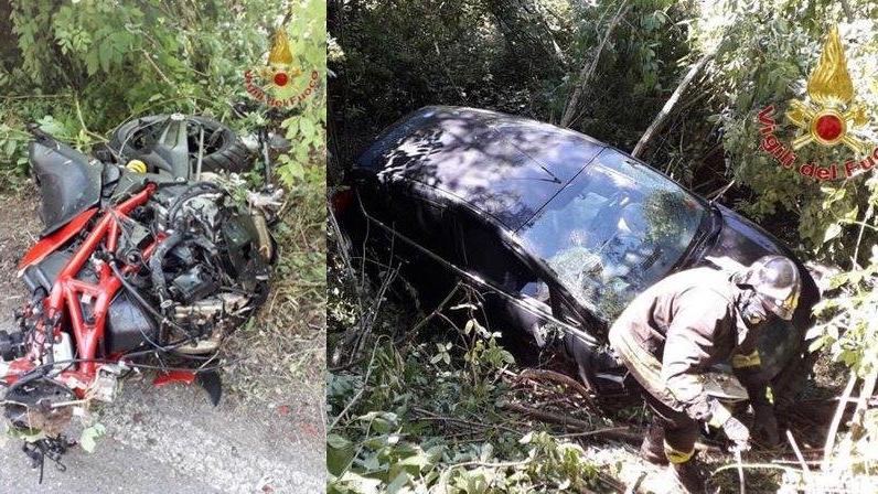 Gravissimo motociclista dopo lo scontro con un'auto