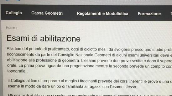 Esame per geometra moduli entro 18 giugno
