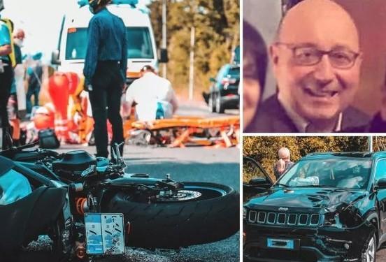 Nelle foto in basso l'incidente, in alto il geometra Marco Fortuna, vittima dell'incidente di via Mondolfi (foto Marzi)