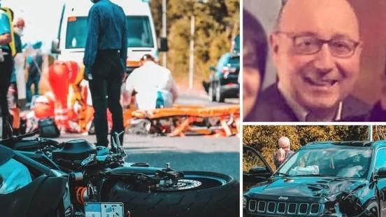 Nelle foto in basso l'incidente, in alto il geometra Marco Fortuna, vittima dell'incidente di via Mondolfi (foto Marzi)