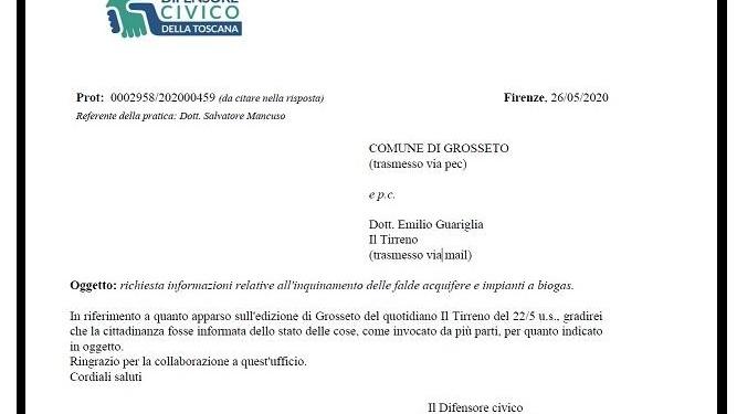Il difensore civico al Comune: «Sul biogas dia delle risposte»
