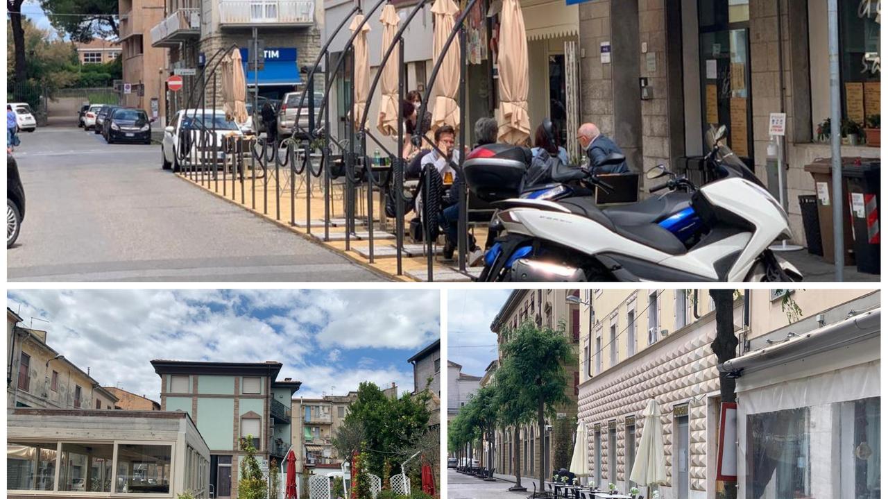 I tavolini all’aperto ci sono ma i clienti no