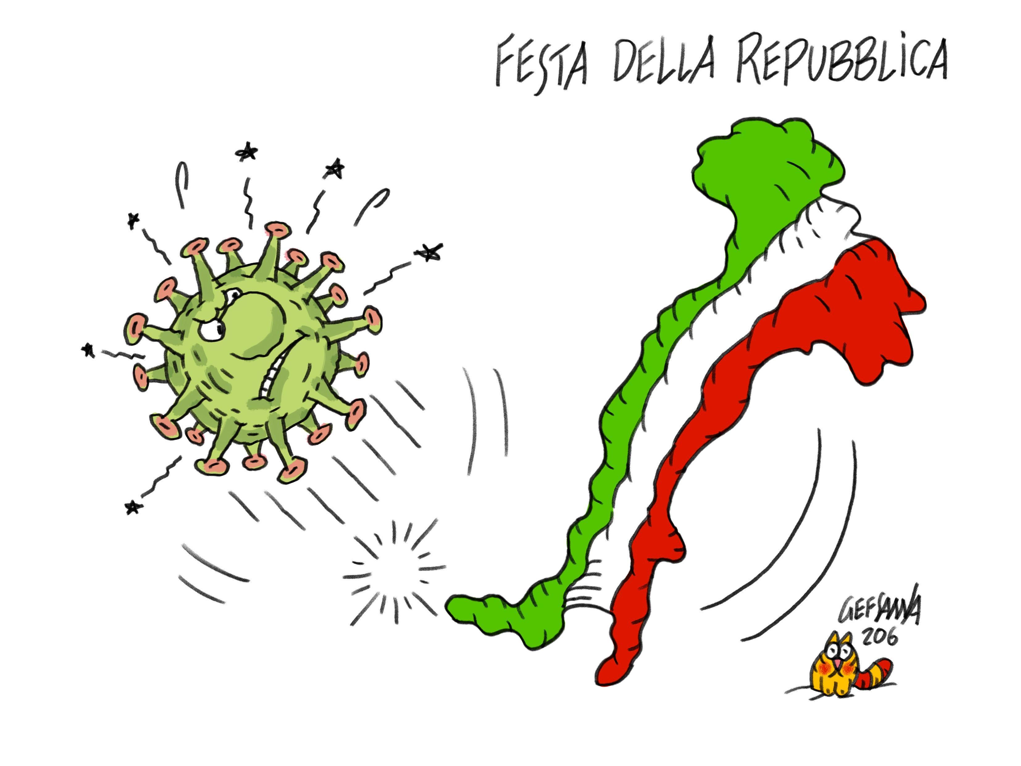 La vignetta di Gef: la festa della Repubblica e la lotta al Coronavirus