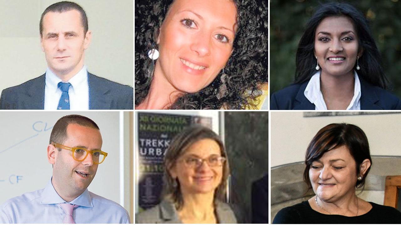 In alto da sinistra Matteo Romani presidente uscente di Sistema Ambiente, Alessia Marchetti, l’avvocata Valentina Rose Simi
Sotto Alessandro Capocchi, Laura Celli per l’incarico di revisore unico di Lucca Crea, Maria Simona Deghelli