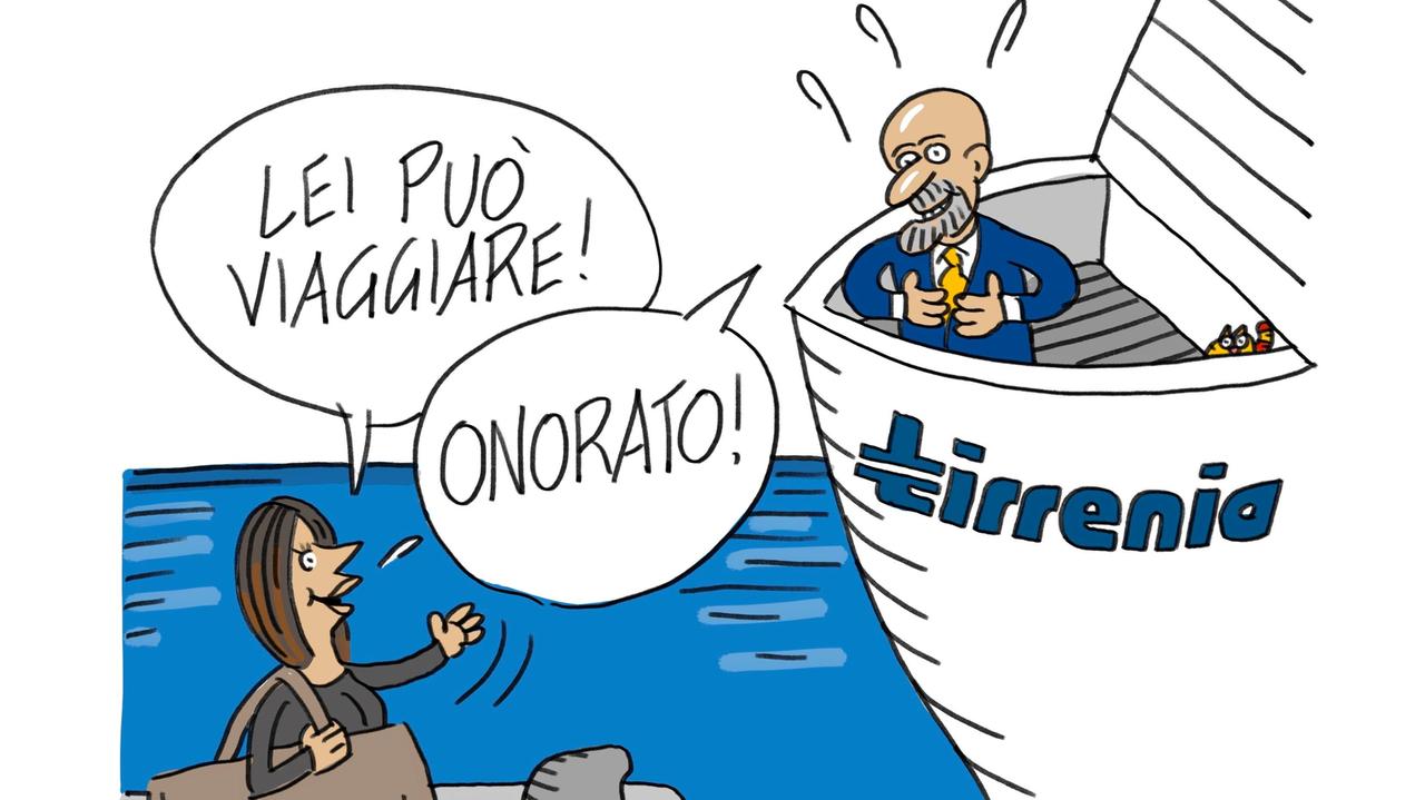 La vignetta di Gef: caos nei mari, in Sardegna il via libera è solo per la Tirrenia
