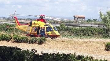 L'elisoccorso in azione sul luogo dell'incidente