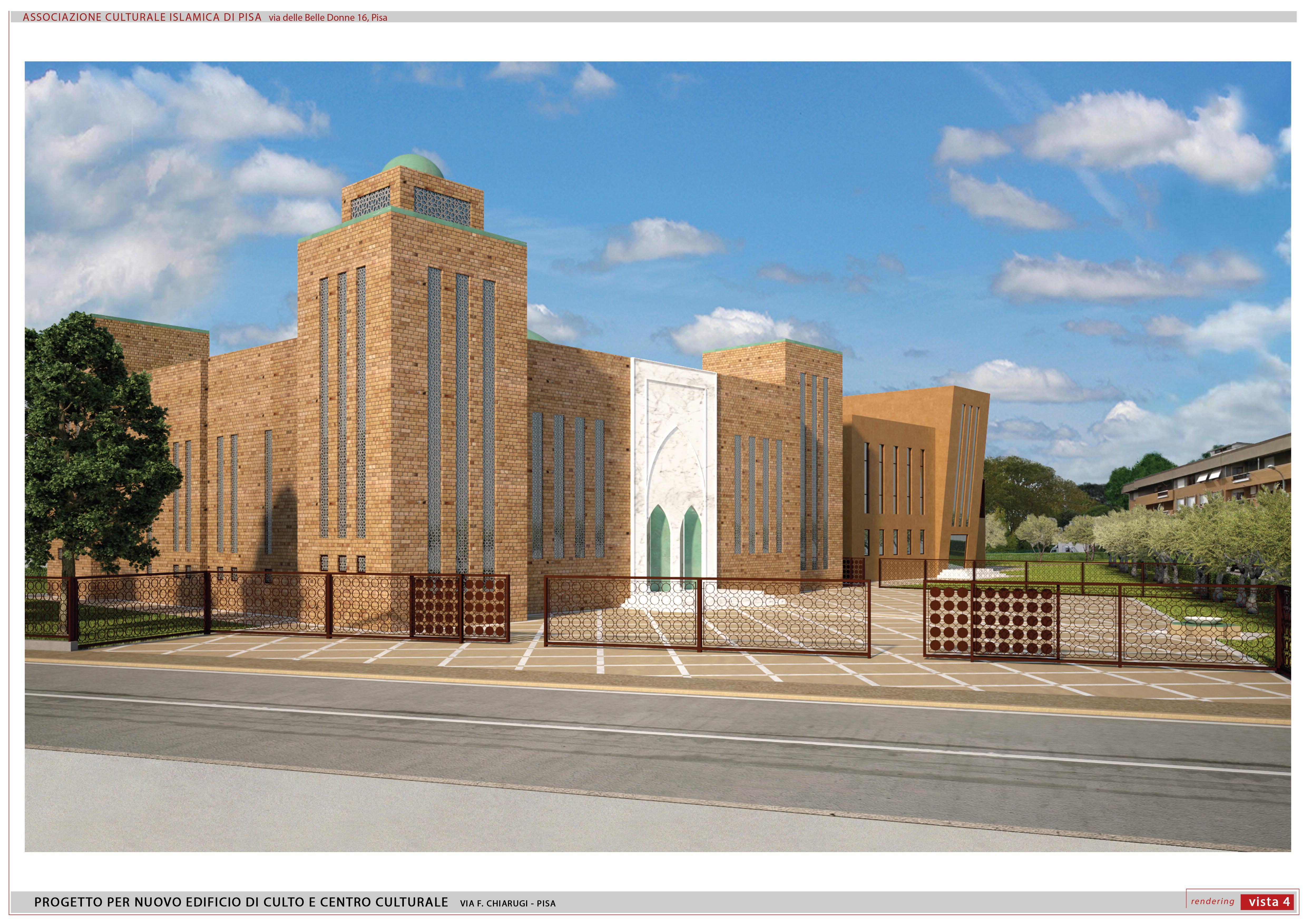 Il rendering del progetto della Moschea che la comunità islamica vorrebbe realizzare nell’area di via del Brennero a Porta a Lucca