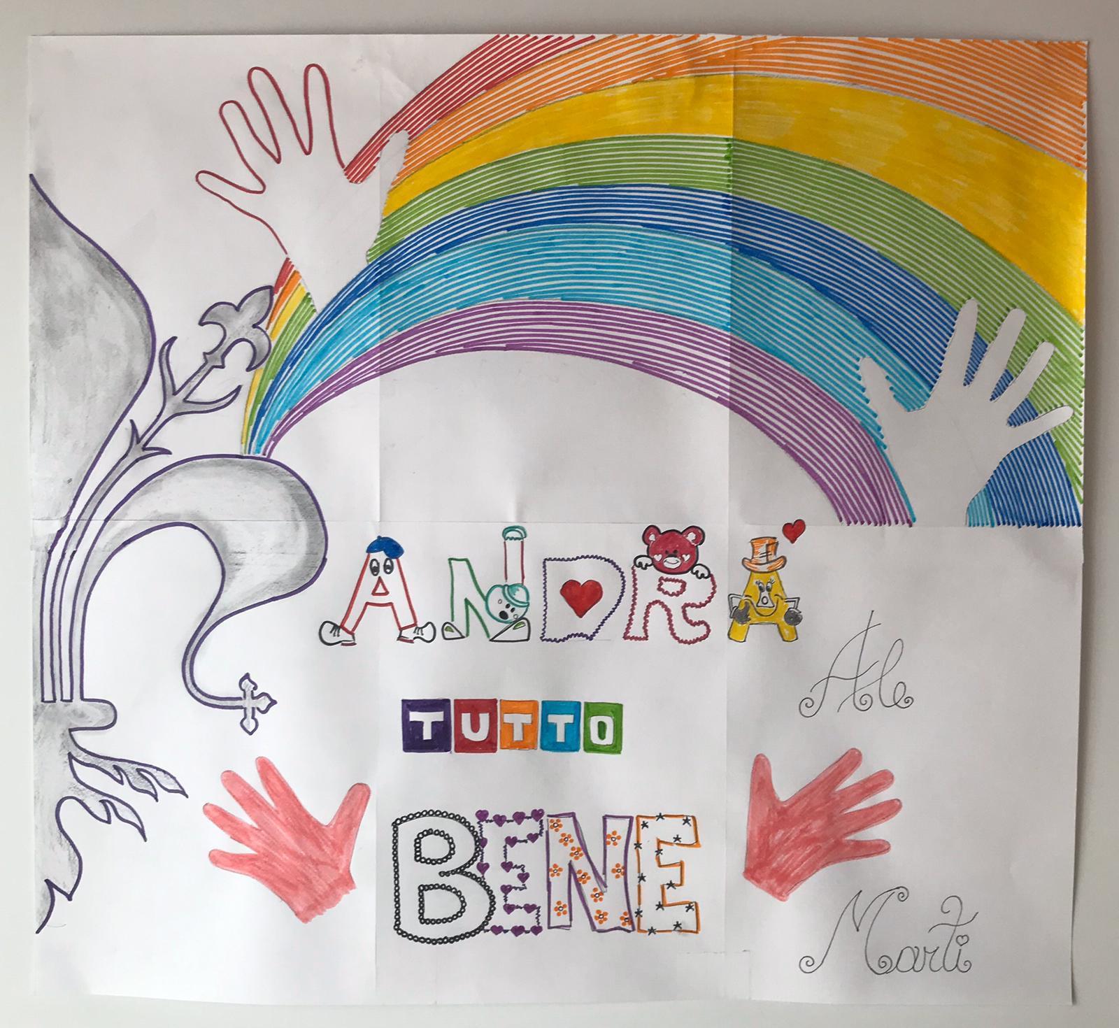 Un disegno di bambini durante il periodo dell'epidemia Covid-19