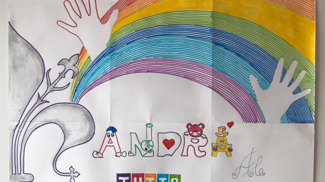 Un disegno di bambini durante il periodo dell'epidemia Covid-19