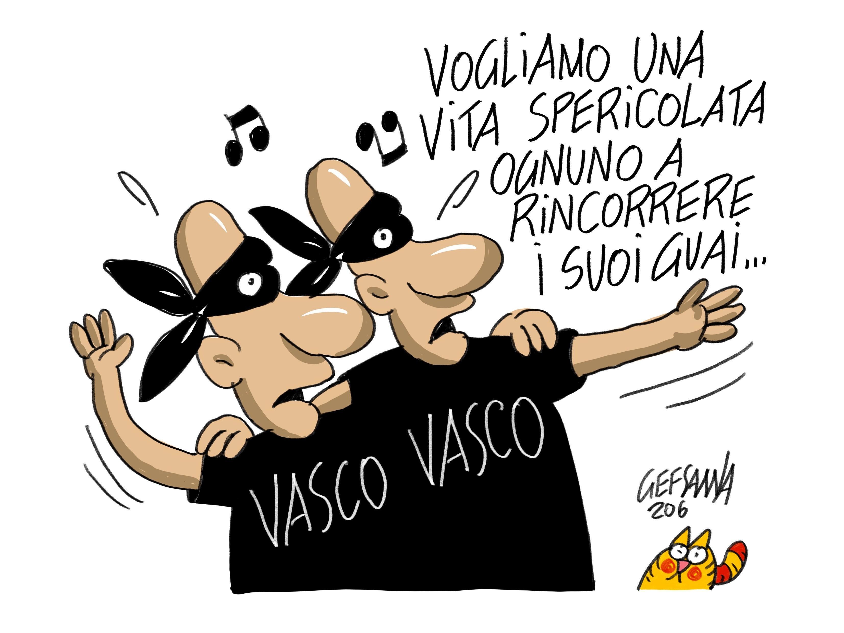 La vignetta di Gef: la truffa ai fan di Vasco è nata a Sassari