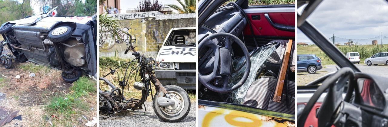 Auto e scooter cannibalizzati sul lungomare, viaggio nella discarica fantasma ai Tre Ponti - Video 