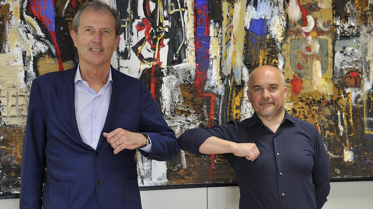 L'ad di Conad Centro-Nord Ivano Ferrarini con il ritrovato tecnico Vincenzo Mastrangelo