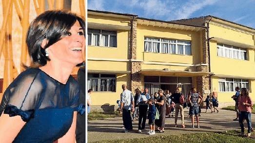 A sinistra la dirigente scolastica del secondo circolo, la professoressa Maria Teresa Sartiani. A destra, in una foto d'archivio, l'ingresso delle Collodi