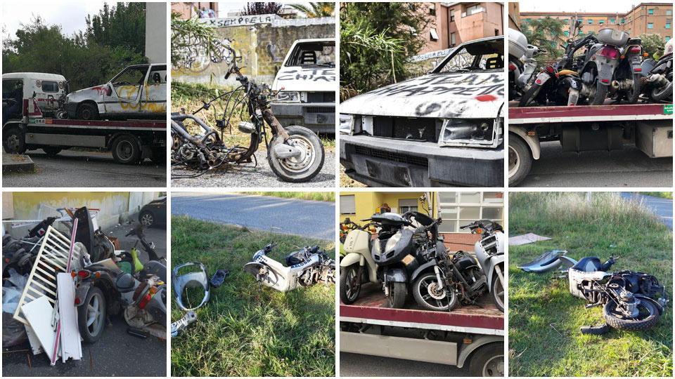 Rimossi auto e scooter cannibalizzati sul lungomare di Ardenza, ma spuntano altri relitti... - Video
