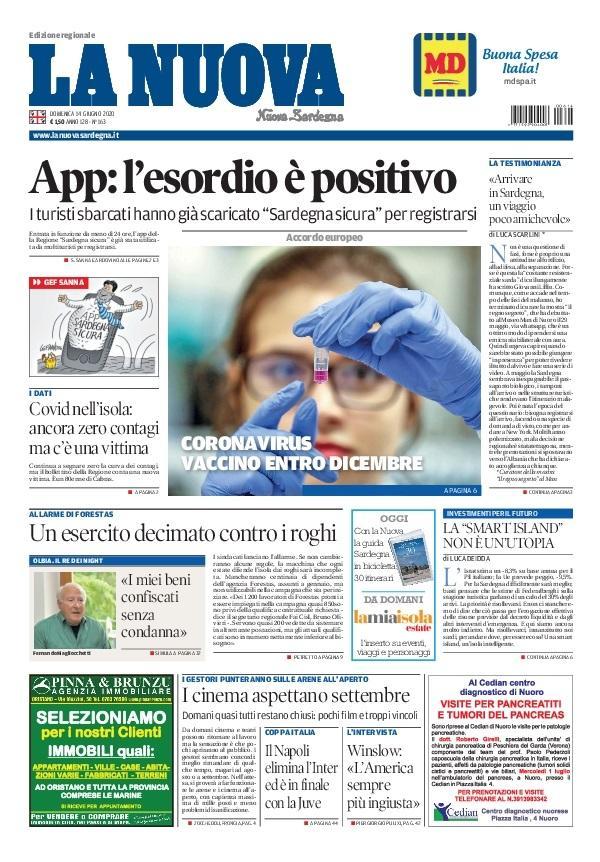 La Nuova Sardegna - Prima Pagina - 14 giugno 2020