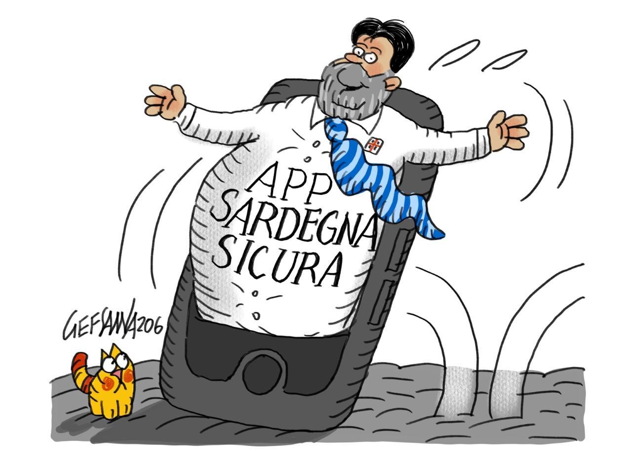 La vignetta di Gef: ecco l'app "Sardegna sicura"