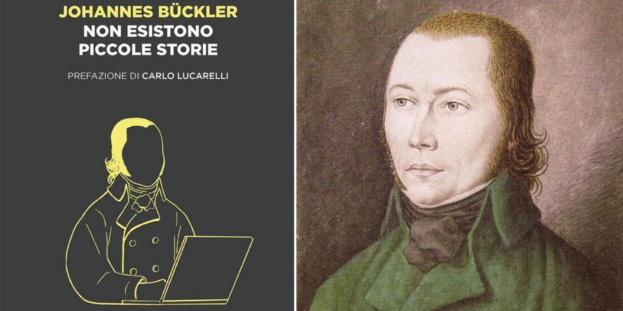 La copertina del libro "Non esistono piccole storie" e a destra Johannes Bückler