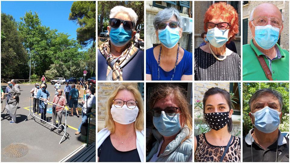 Cittadini in attesa davanti all’ingresso del distretto sanitario di via Aldo Moro, Luciana Superchi, Liliana Acciai, Norina Ciurlante, Fabrizio Stolfi, Michela Turini, Vilma Milani, Jessica Cortes e Alberto Berti