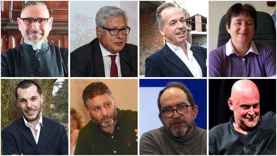 Nando Ottaviani, parroco, Marcello Bertocchini, presid. FCrl, Manuel Vellutini, imprenditore, Lucia Rugani, procuratore, Marco Brinzi, attore, Massimiliano Bindocci, sindac. Uil, Gregorio Loprieno, medico e il direttore Andrea Colombini