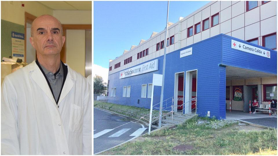 Paolo Pennati e l'ingresso del pronto soccorso di Cecina