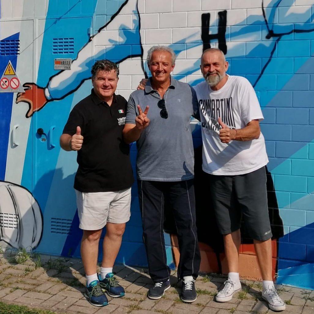 Pupo Dall'Olio con i dirigenti dell'Ama San Martino, il presidente Verissimo Marani e il ds Stefano Gozzi