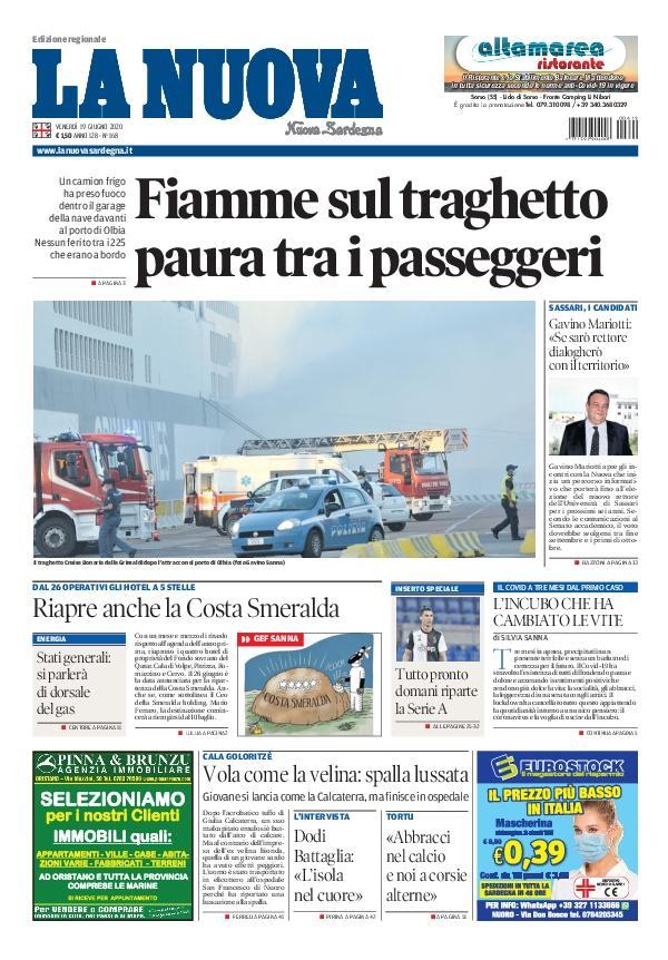 La Nuova Sardegna - Prima Pagina - 19 giugno 2020