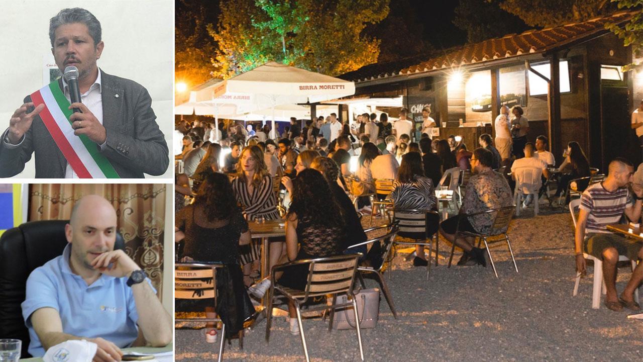 A sinistra dall’alto Simone Giglioli e Luca Gemignani, a destra lo Chalet in una foto del 2019 da Facebook