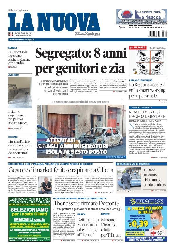 La Nuova Sardegna - Prima Pagina - 23 giugno 2020