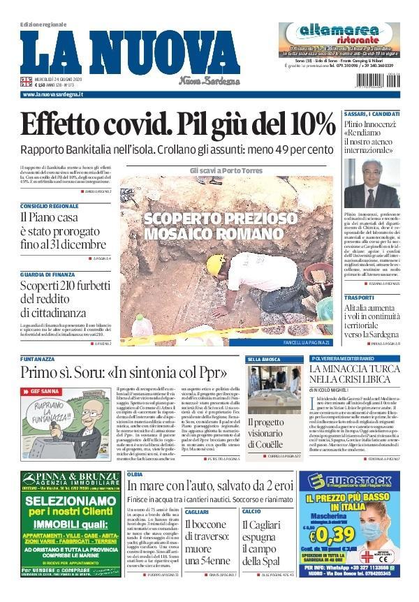 La Nuova Sardegna - Prima Pagina - 24 giugno 2020