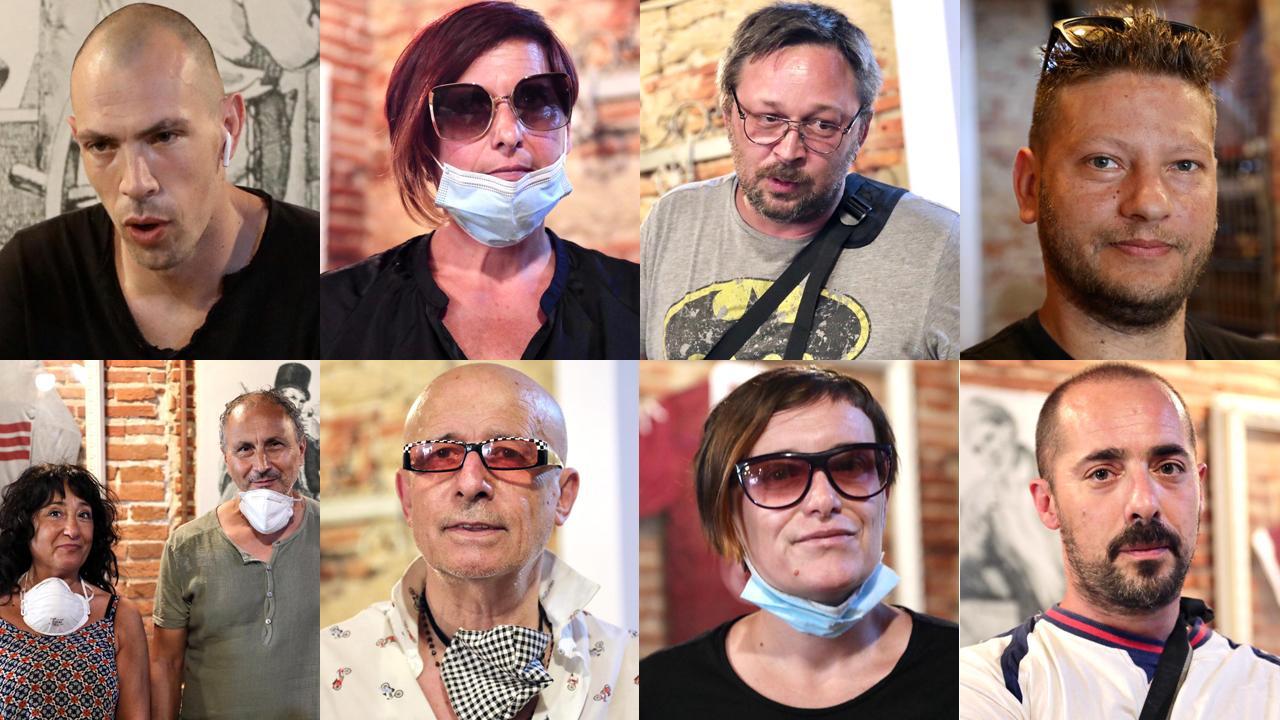 Ristoratori, esercenti e commercianti favorevoli alla pedonalizzazione serale di Borgo Cappuccini; dall'alto, da sinistra a destra: Luca Mazzoni del ristorante La Vecchia Ciurma, Rosella Casotti della pizzeria Da Cecco, Gabriele Marzocchi di In Borgo Caffè, Claudio Calamita del pub Red Hop, Susi Giusti e il marito Luca Volpi della cartolibreria Lo Scrigno delle Fate, Pino Riccobono del ristorante Da Pino, Alice Lunardi del ristorante Osteria del Mare, Christian Possamai del panificio La Leggenda del Pane (Le foto sono di Dario Marzi)