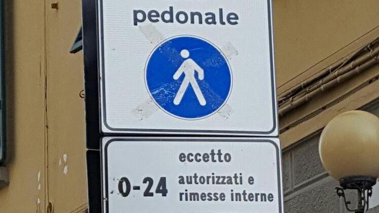 Un cartello che indica un'area pedonale