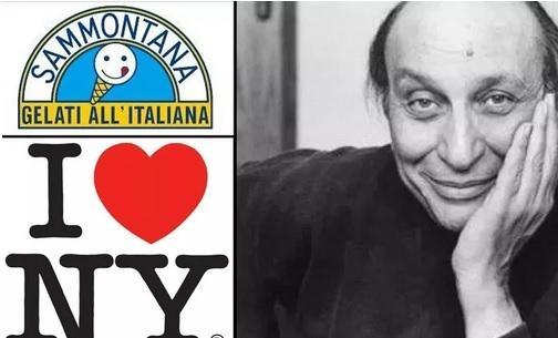 Il logo della Sammontana, il logo di I love N.Y. e il grafico Milton Glaser