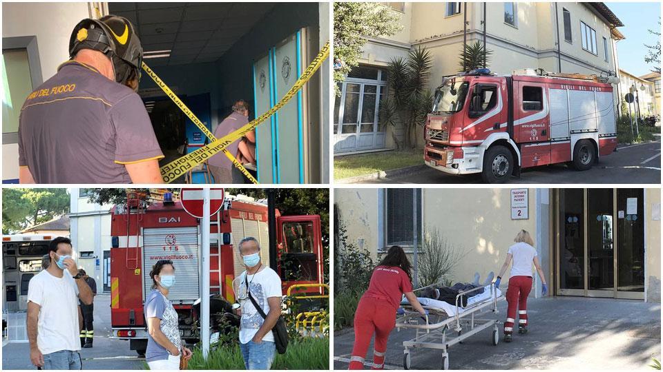 L’intervento dei vigili del fuoco e il trasferimento dei pazienti a Cisanello dopo il crollo del controsoffitto in un locale di servizio per il personale infermieristico dell’Aoup