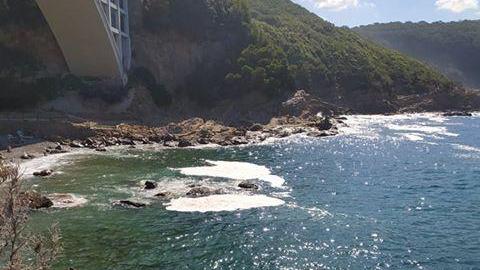 Le macchie nello specchio di mare sotto il ponte di Calignaia fotografate lunedì da un lettore e inviate alla nostra redazione