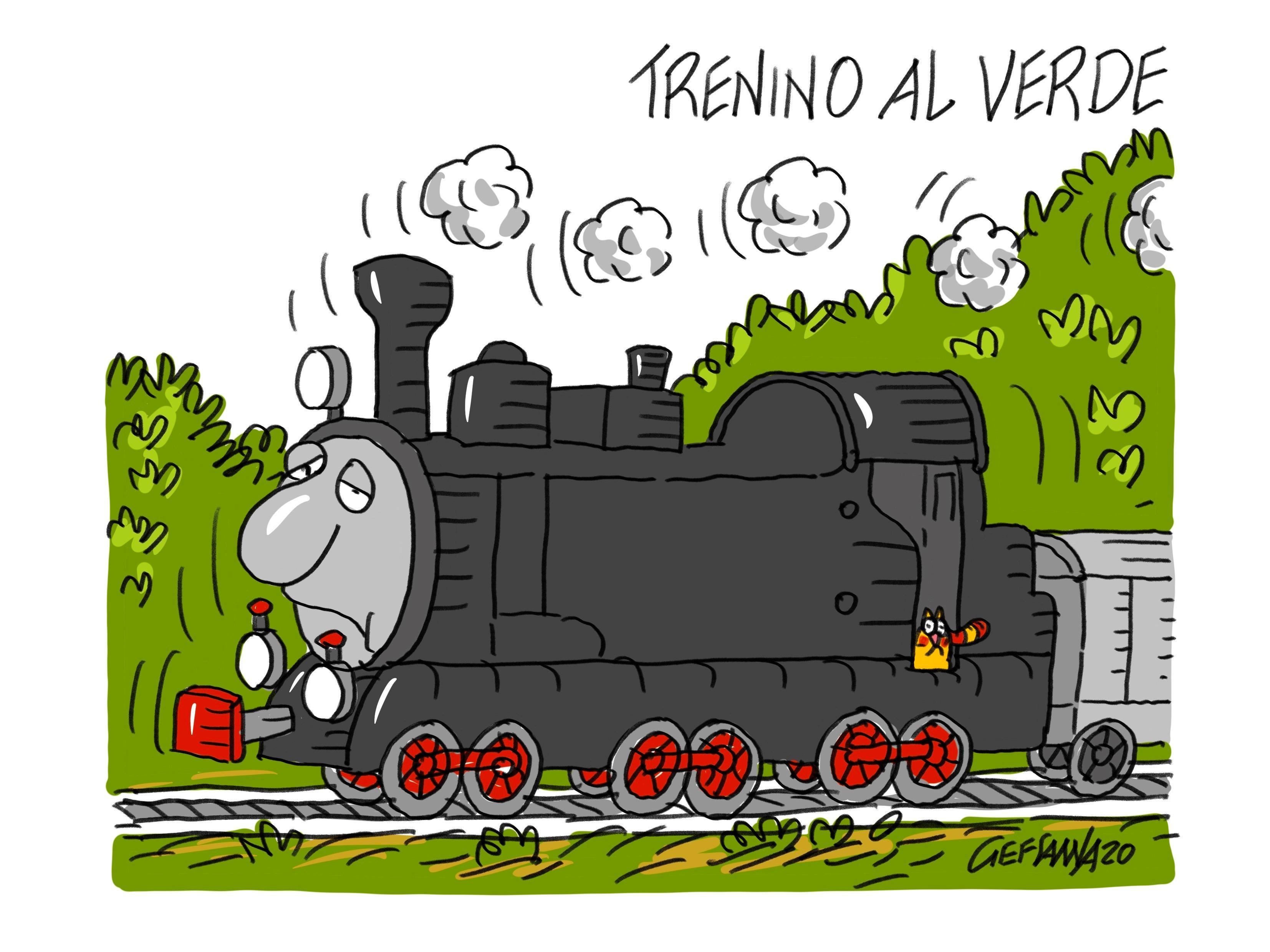 La vignetta di Gef: zero passeggeri, il trenino verde non parte