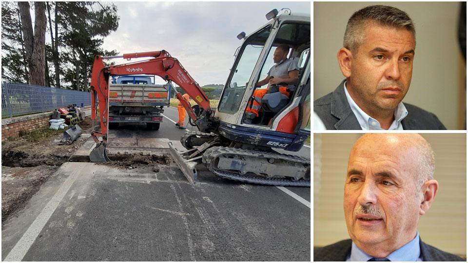 I lavori di Acque Spa per una condotta idrica, Roberto Cecchini, direttore della gestione operativa di Acque Spa, responsabile dell'area tecnica dell'azienda che serve tutta l'area del Circondario e Giancarlo Faenzi, vicepresidente di Acque Spa e già sindaco di Vinci