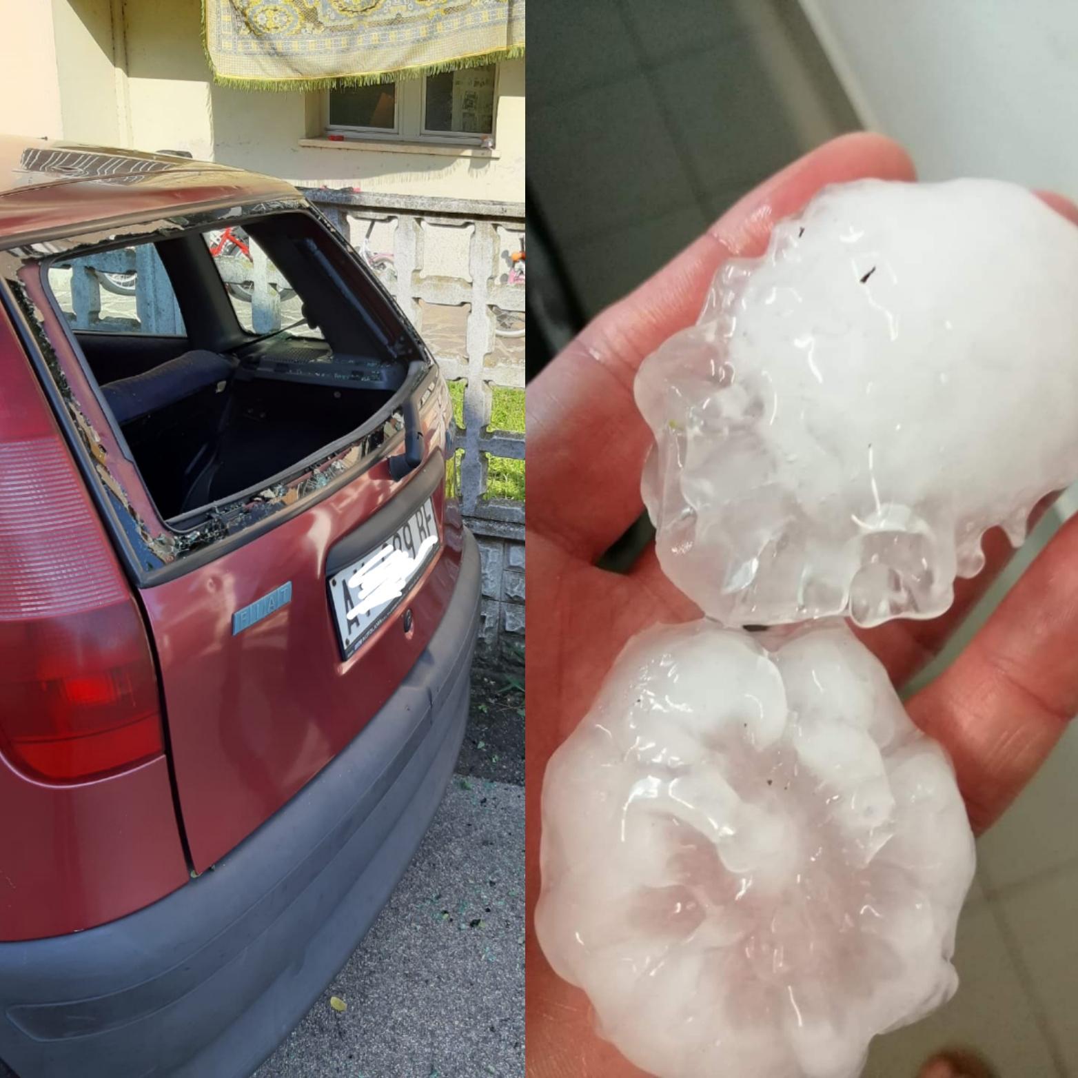 Violenta grandinata a Fabbrico, danni ad auto e lucernari