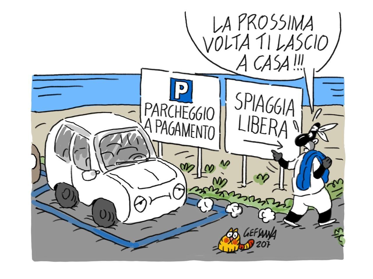 La vignetta di Gef: parcheggi al mare, la giungla delle tariffe
