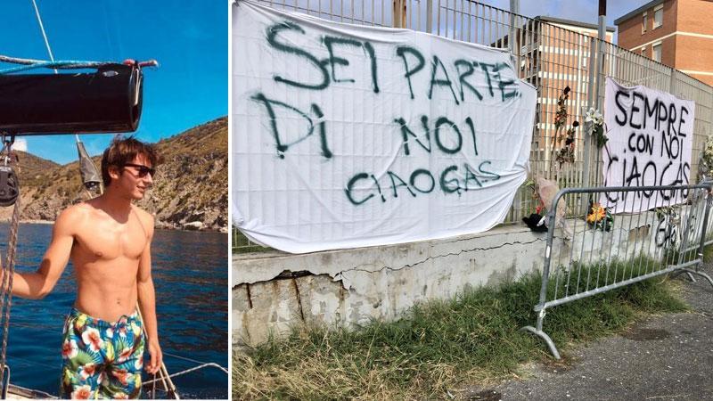 Un cappellino, i fiori e i messaggi degli amici: ora chiamiamola via dei Pensieri per Andrea 