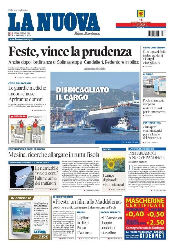 La Nuova Sardegna - Prima Pagina - 6 luglio 2020
